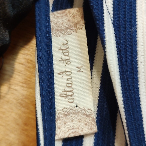 Altar'd State Cute Retro Sailor Dress Blue White Stripe Pleated Bell Sleeve Sz M - Picture 11 of 12